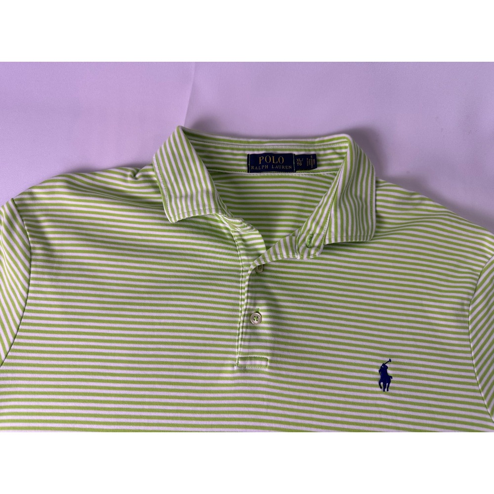Polo Ralph Lauren Striped Golf Green Polo Shirt Short Sleeve Casual Size XL Mens